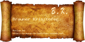 Brauner Krisztofer névjegykártya
